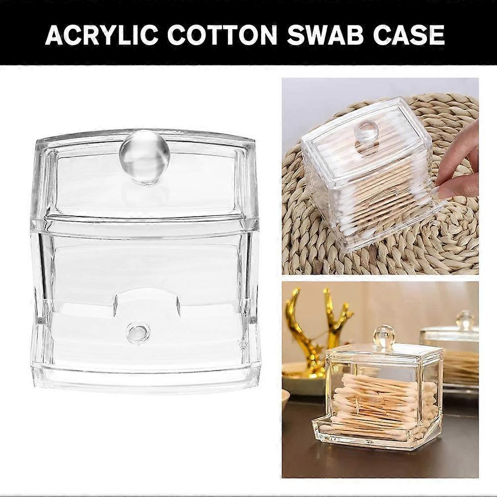 Ming Acrylic Cotton Swab Box Makeup Cotton Storage Box Desktop Sample Storage Box Transparent Makeup Cotton Box