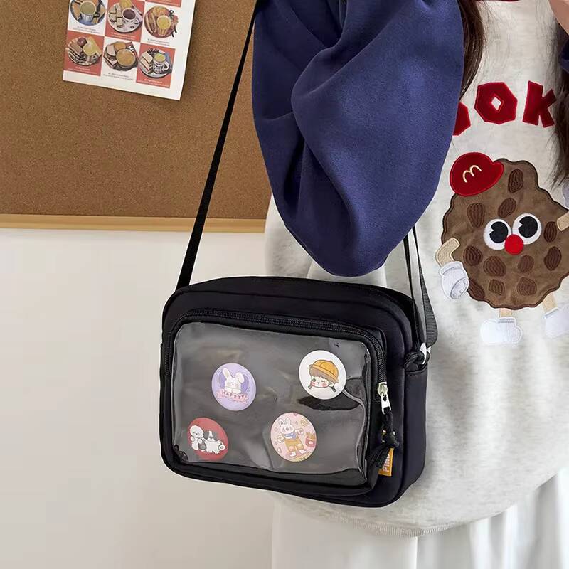 New Cute Mini Ita Shoulder Bag Sweet Girls Transparent Comic Bag Phone Small Crossbody Bag DIY Display Doll Badge Handbag Purses