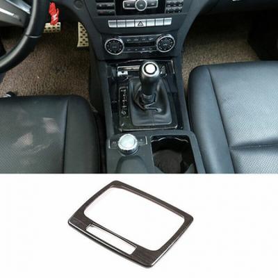 Black Wood Grain Central Console Gear Shift Cover Trim For Benz 2008-14 C-Class
