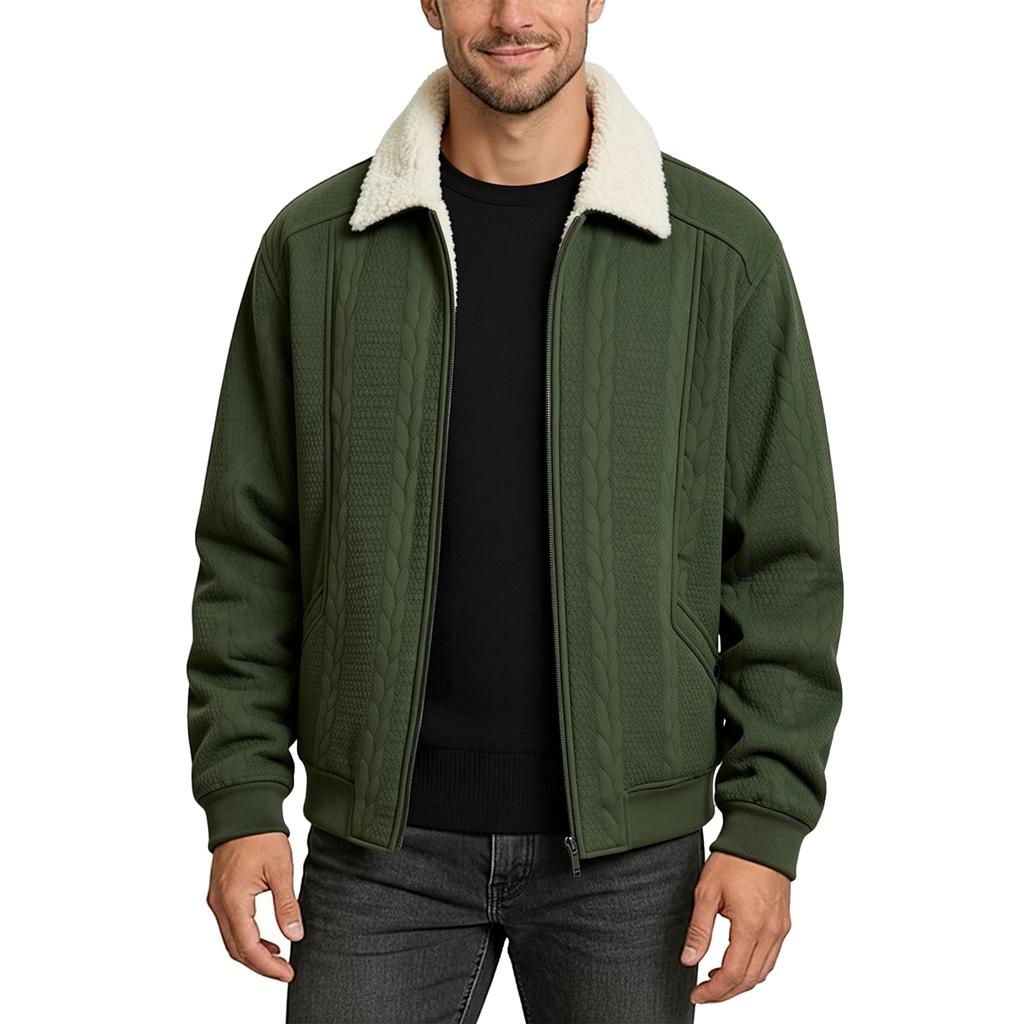 Men's Lined Zip Up Jacket Long Sleeve Winter Coat for Cold