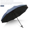 Large Thickened Windproof Reinforced Umbrella for Heavy Rain with Logo, Foldable Dual-Use Black Coating for Sun Protection and Uv Protection