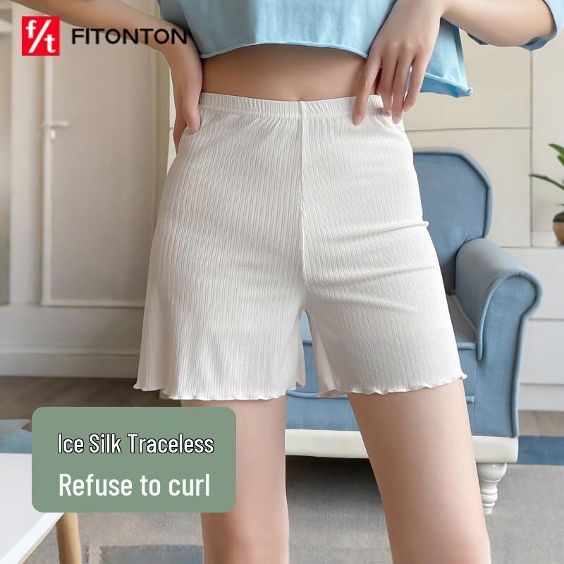 FitonTon Women s Seamless Wavy Anti-Chafe Safety Shorts XL