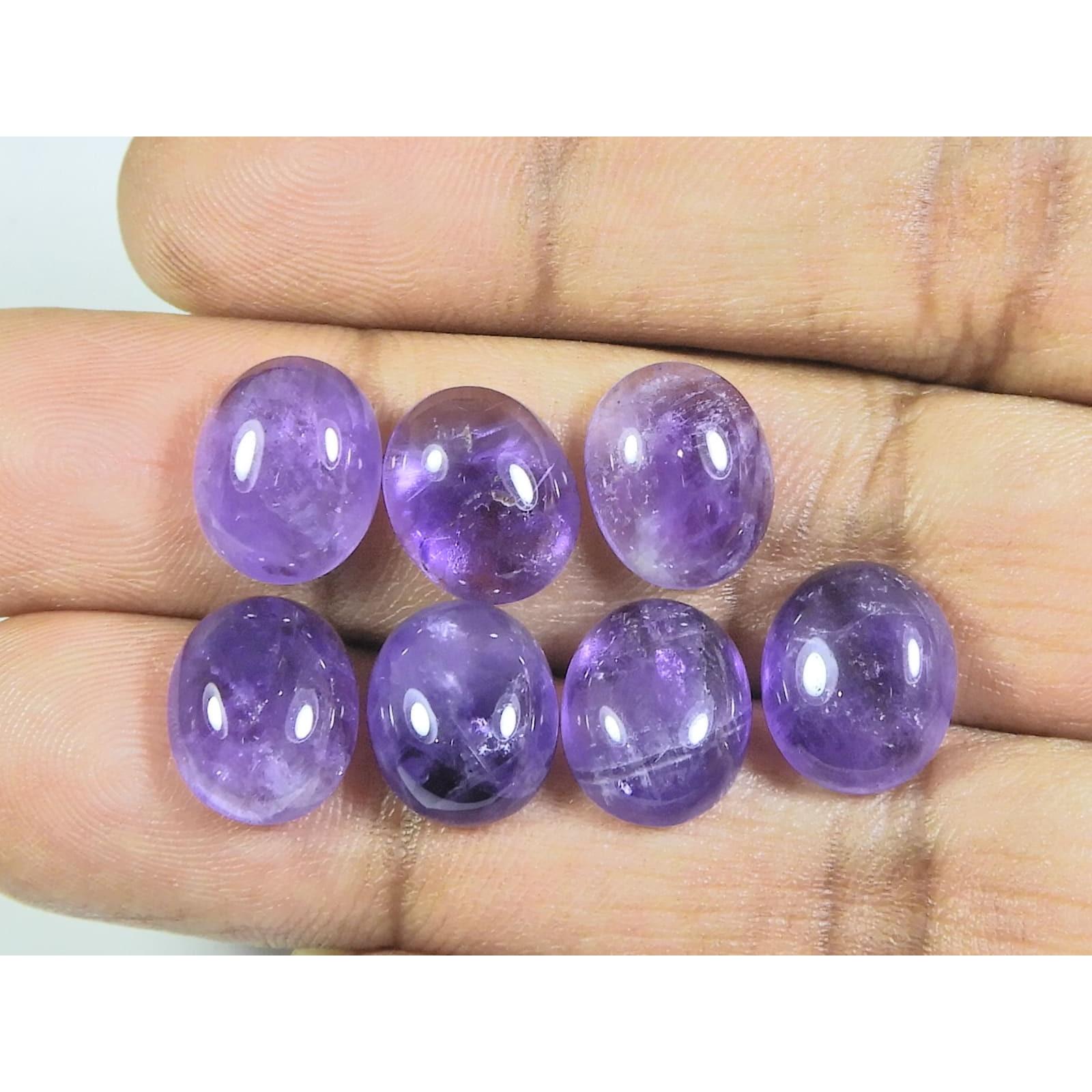 

10X12MM Natural Amethst Ring Size Oval Cabochon Loose Gemstone 7 Pcs Lot A-419