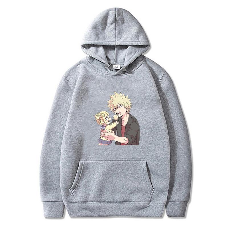 Hot Anime My Hero Academia Midoriya Izuku And Himiko Toga Print Hooded Men Women Casual Loose Hoodies Harajuku Male Sweatshirt
