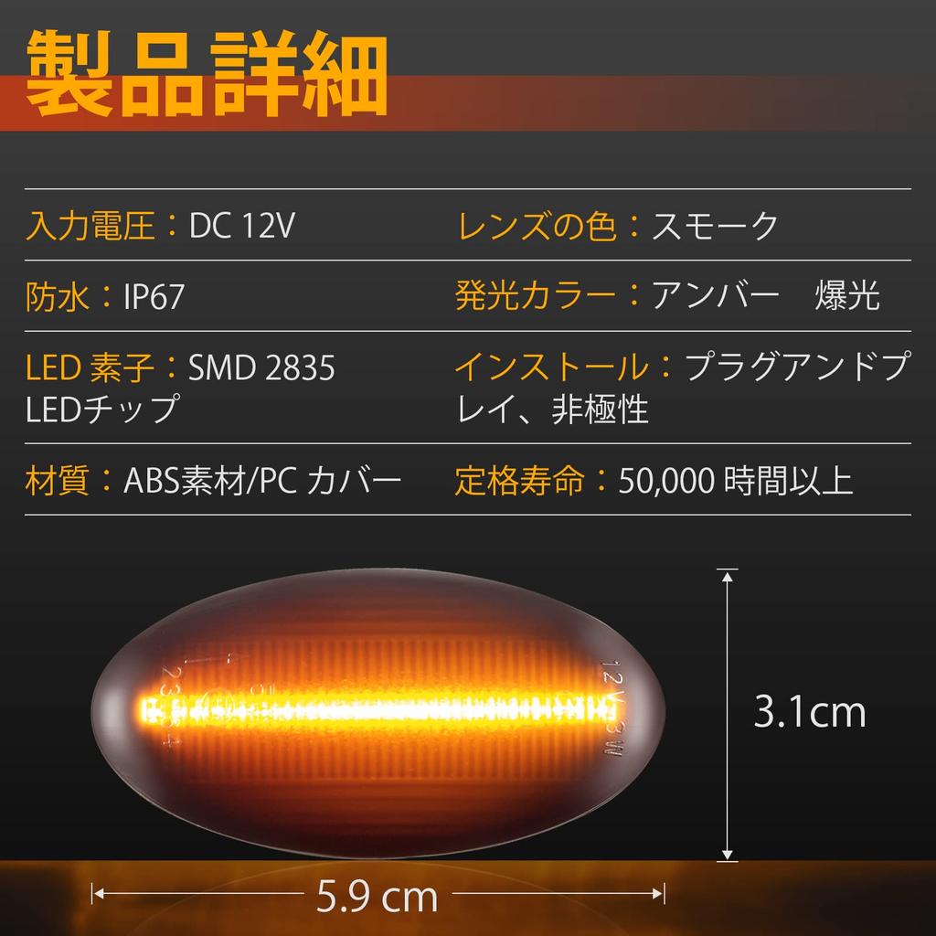 Popmotorz LED Side Marker Turn Signals for Suzuki Sequential Flowing Type High Brightness LEDs with Canceller Fits Suzuki Wagon Carry - - Built-in -