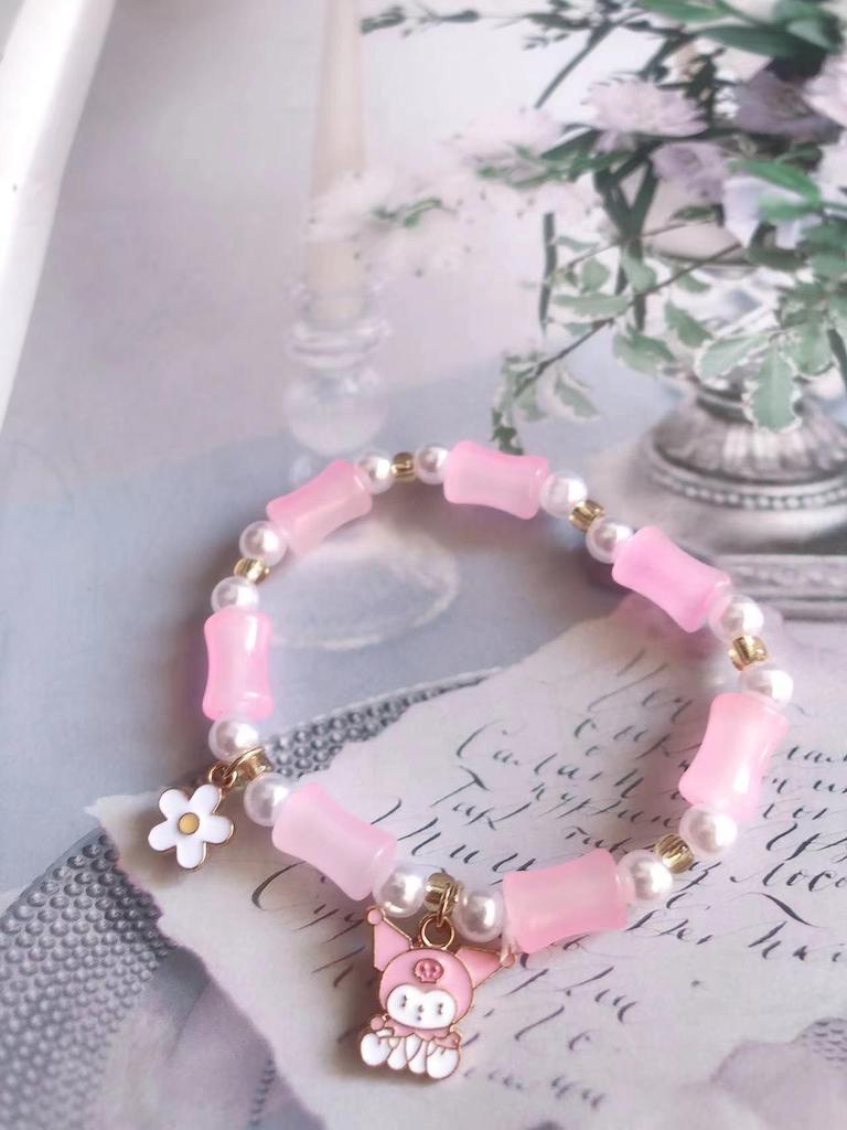 New Women's Mori Style Butterfly Glass Bracelet with Colorful Crackle Beads