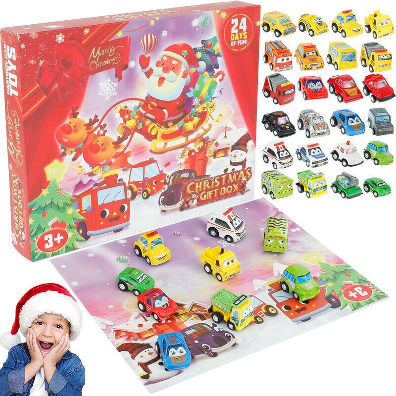 Advent Calendar Christmas Boxs 24 Days Car Set Kids Early Education Gift Toys