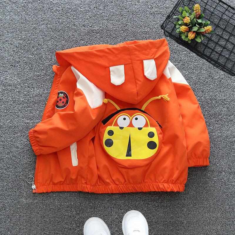 Small Baby Cartoon Hooded Tops Boys and Girls Fall Jacket Spring and Autumn Section of The Children's Fall Thin Jacket
