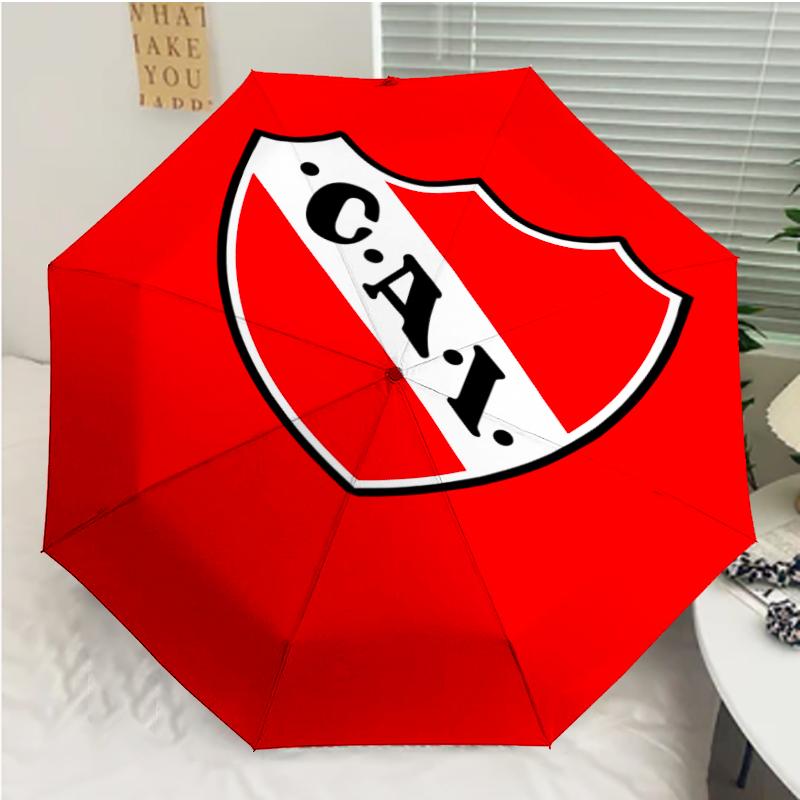 Club Atlético Independiente Print Automatic Umbrella, 8 Rib Iron Frame, Plastic Handle, Suitable for Outdoor Travel &Daily , Ideal Gift