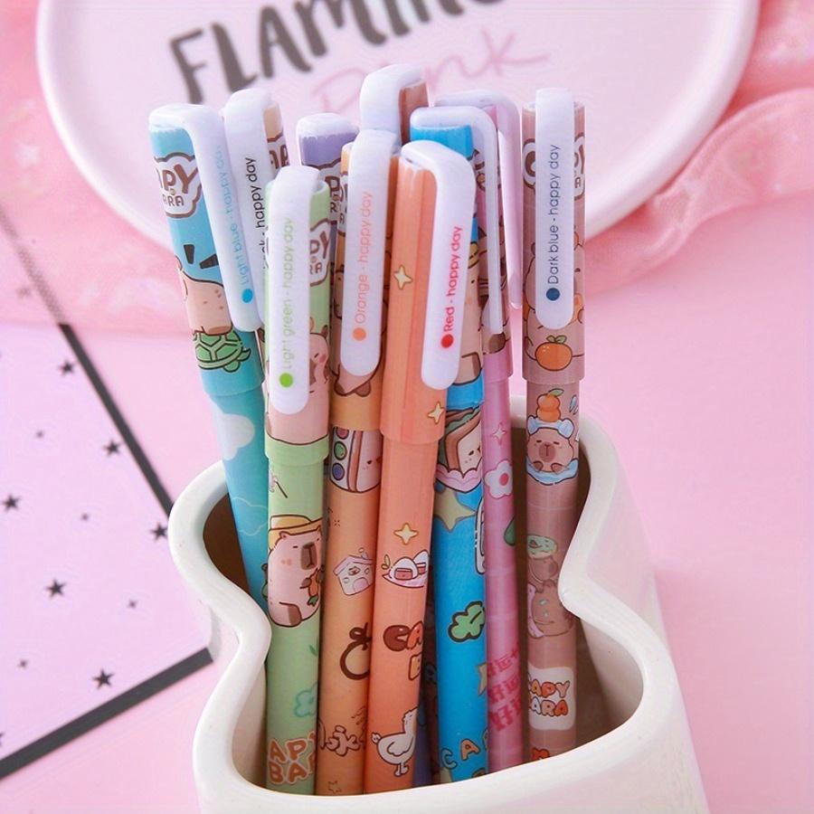 10 PCS Cartoon Capybara 10 Colors-Ink Pen 0.38mm  Neon Glitter Markers Drawing Card Back School Handmade Doodle Drawing Taking Notes In Class