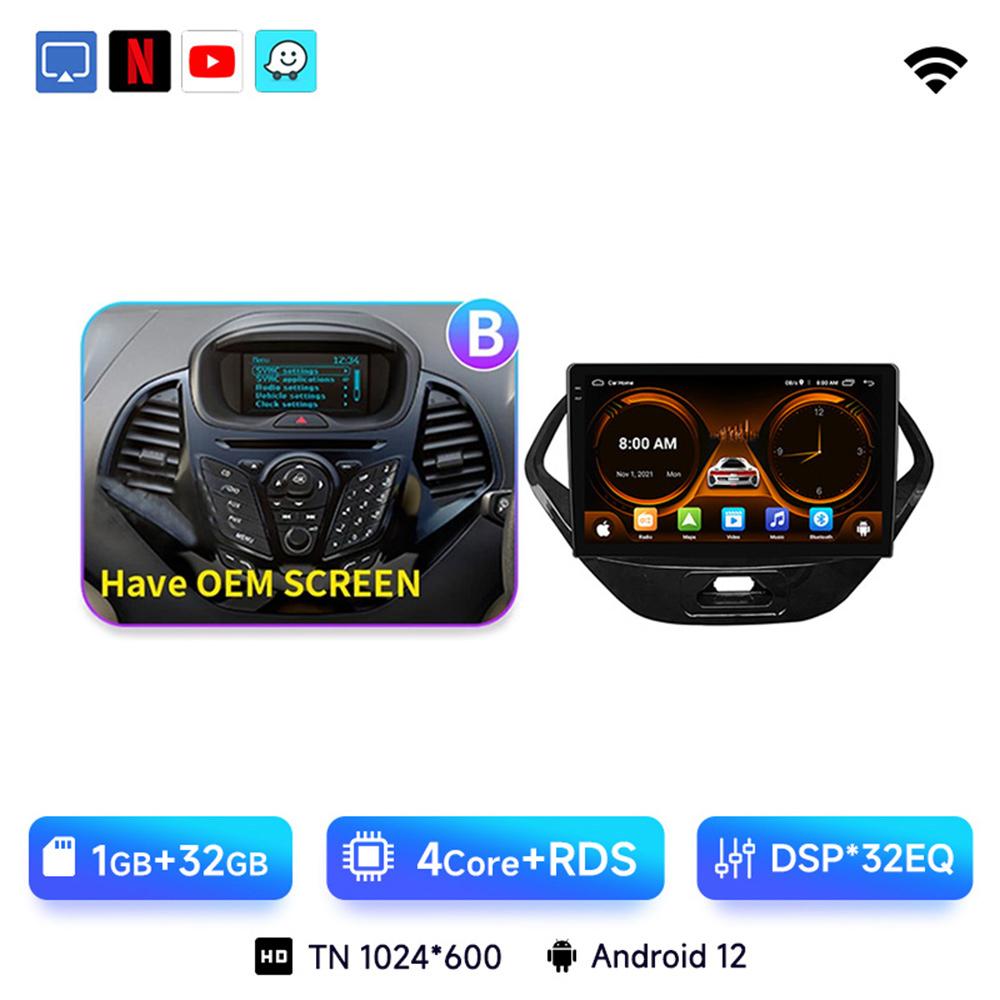 9" Car Radio For Ford FIGO 2015-2018 Android12 GPS Navigation Auto Multimedia Player Wireless Carplay Rear Camera 360 WIFI BT 4G