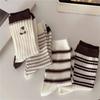 Knitted Stripe Socks Double-layer Slouchy Socks Retro Seamless Socks  For Women Girls