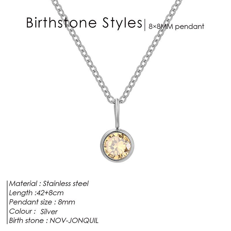 European & American Luxury Colorful Rhinestone Pendant Necklace - December Birthstone Stainless Steel Jewelry