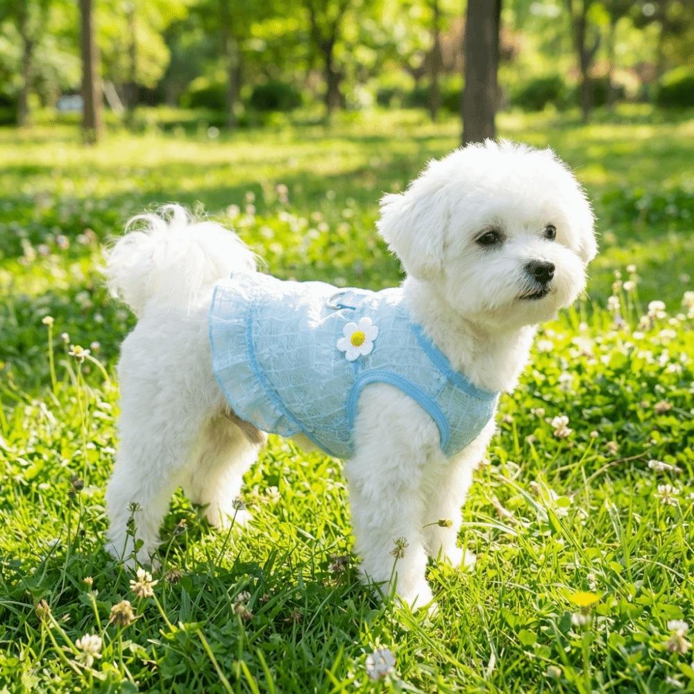 Breathable Mesh Dog Cool Dress Flying Sleeves Pet Floral Skirt Cooling Dog Vest  for Cats Puppy
