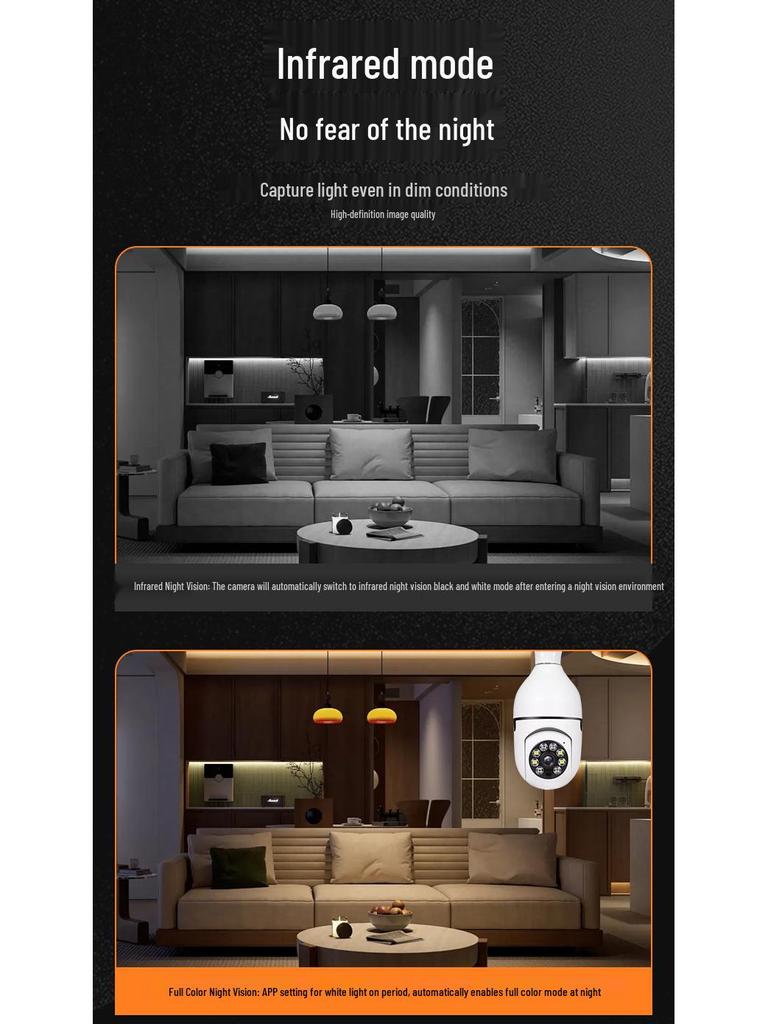 360° Panorama Smart Lampenhalter Kamera - 1080P HD Drahtlose Multifunktionale Überwachung