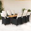 VidaXL 9pcs Garden Dining Set Black Cushions Wicker 3276690
