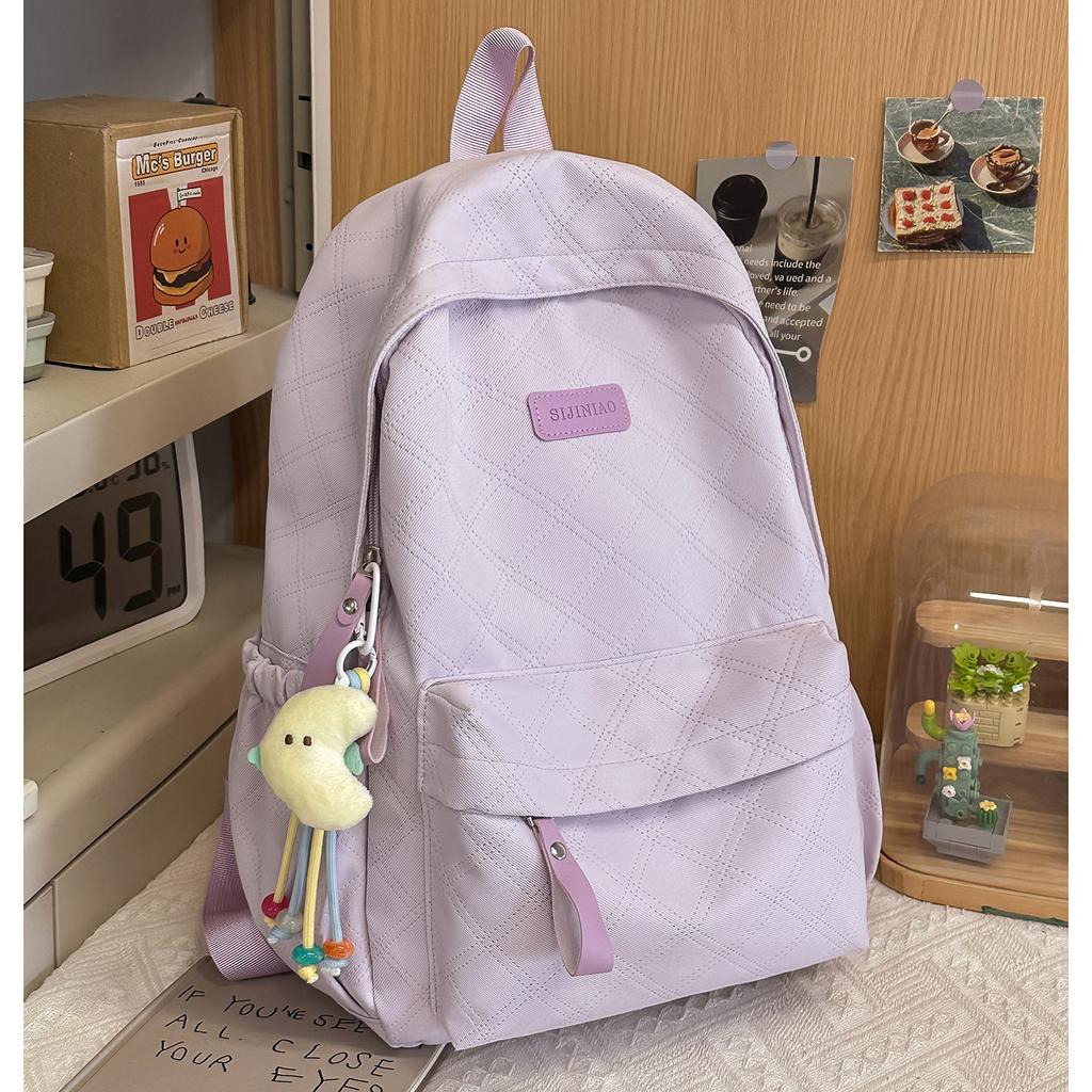 Schoolbag Japanese New Solid Color Small Fresh Junior High School Student College Backpack Campus Niche Schoolbag Women's Simple Backpack