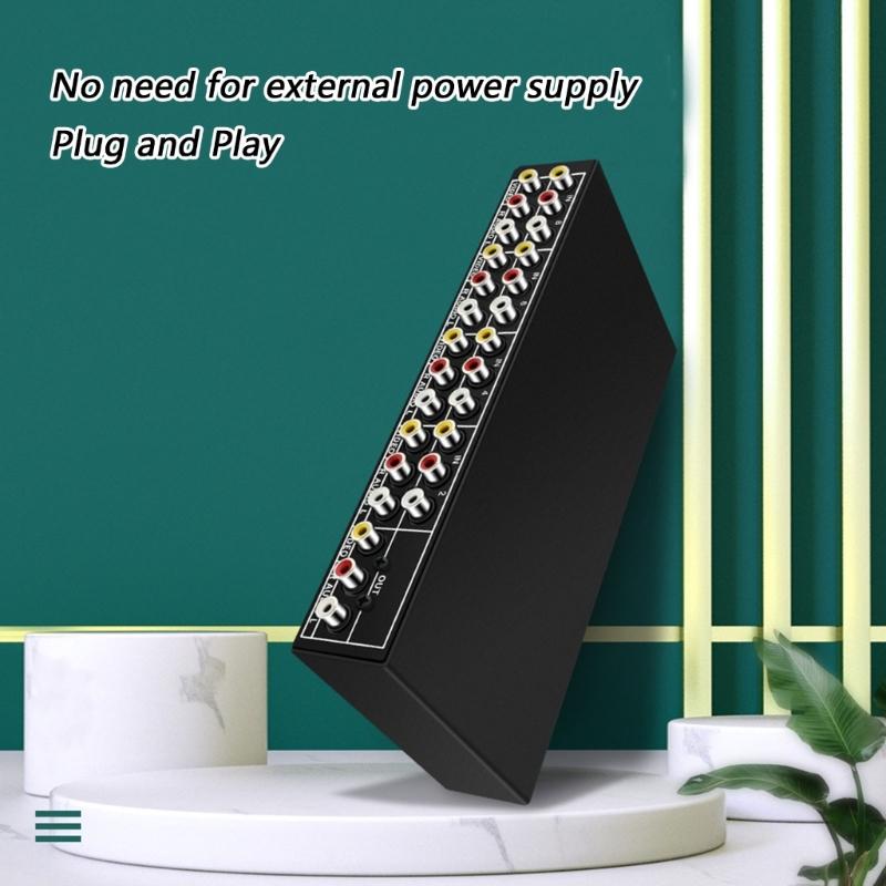 Professional 3RCA audios Switcher Box 8Input Heavy Duty Metal Construction Effortless Device Switching Studio Equipment