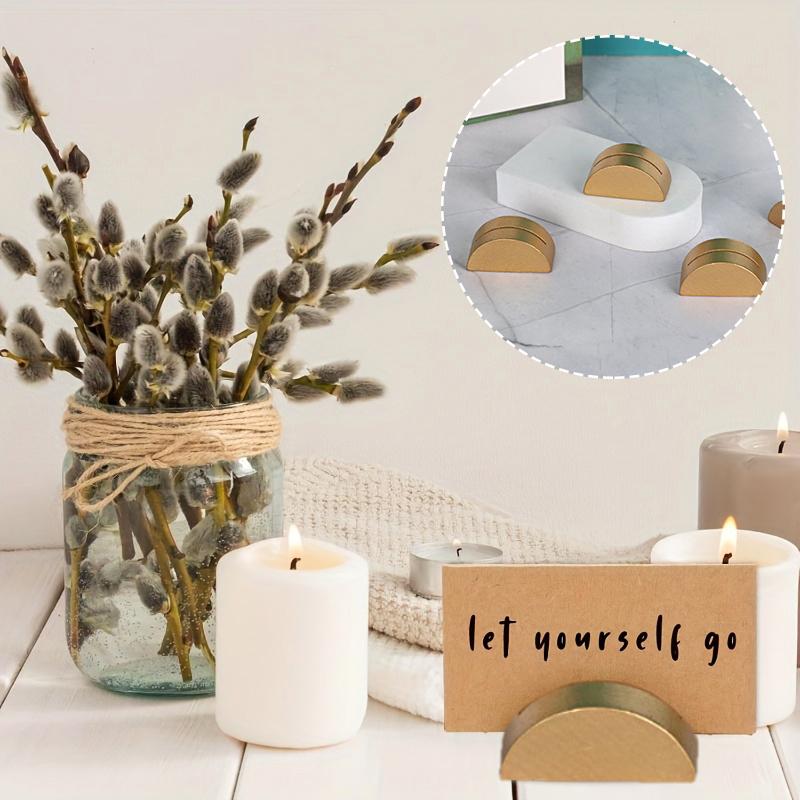 1/6/12pcs Memo Clip Notepaper Half Circle Design Ornament Crafts Party Note Holder Photo Card Holder Multipurpose Gold