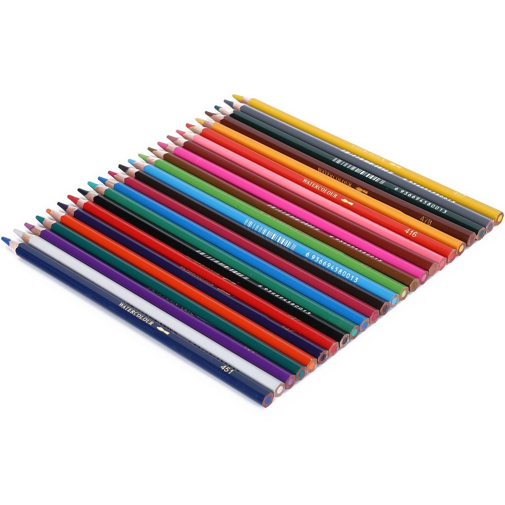 24Pcs Colored Pencil WaterSoluble Multicolor Iron Bucket Packed Children s Painting Tools