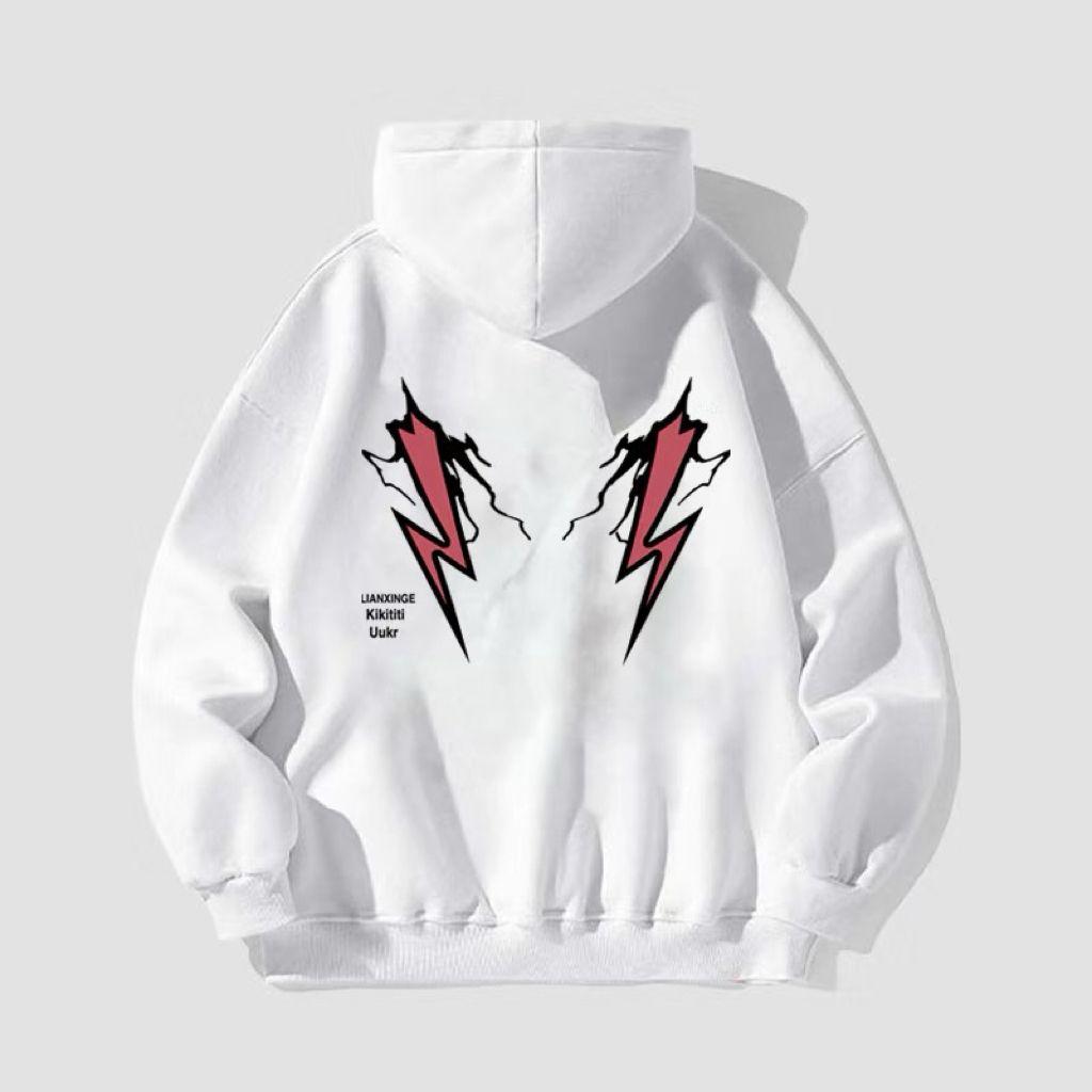 Silver Fox American College Style Blitzgedruckter Hoodie für Männer und Frauen, vielseitig für Herbst und Winter, ins lockere Jacke