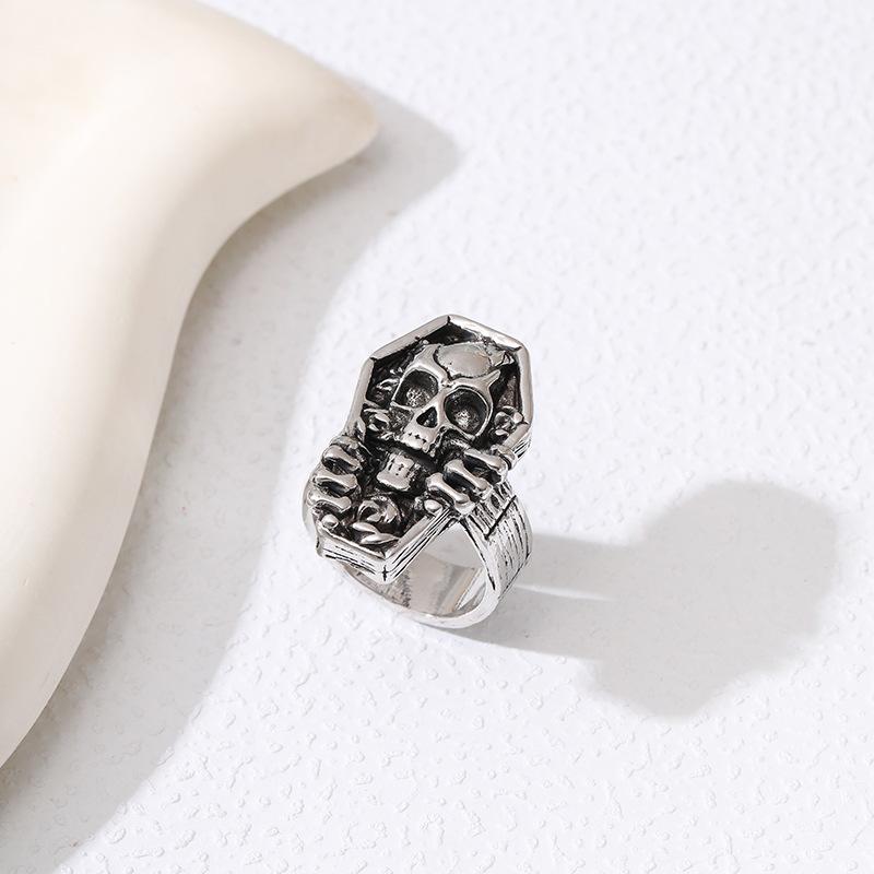 New Vintage Skull Ring Men's Hip Hop Punk Style Zinc Alloy Jewelry
