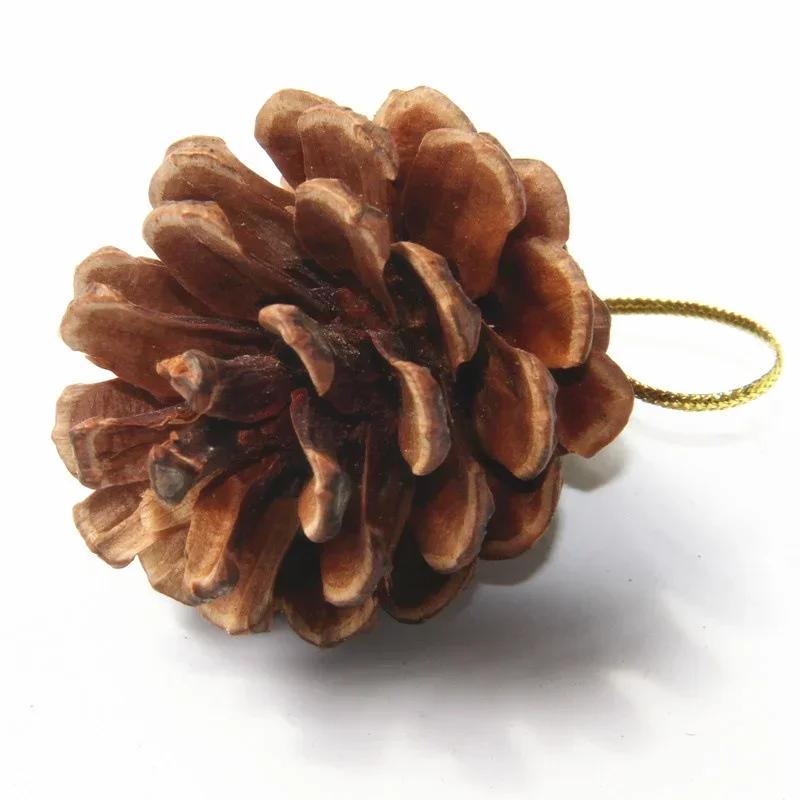 6-pack Christmas Tree Pendants Natural Primary Color Pine Cones 4-5 Cm Christmas Supplies On-site Decoration Christmas