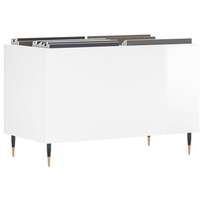 Vinyl Record Cabinet High Gloss White 74.5 X 38 X 48 Cm Engineered Wood
