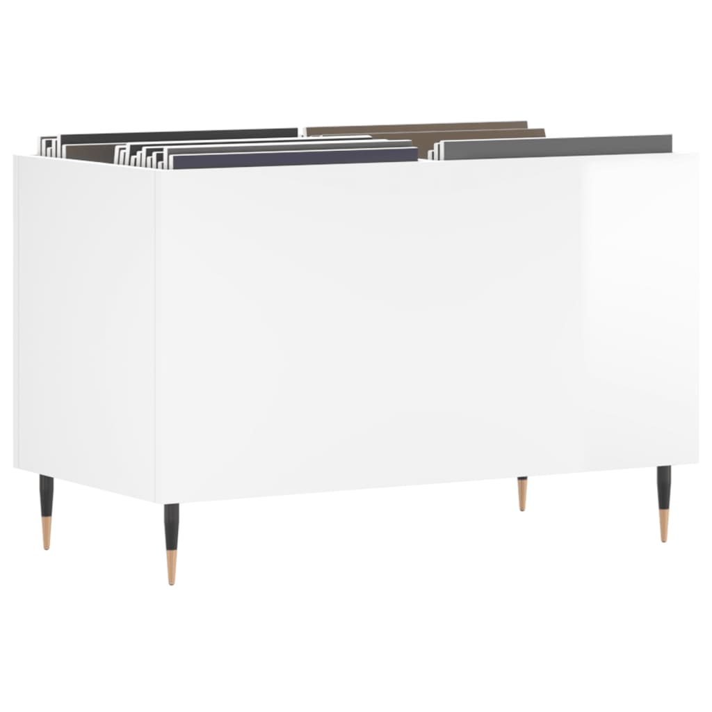 Vinyl Record Cabinet High Gloss White 74.5 x 38 x 48 cm Engineered Wood