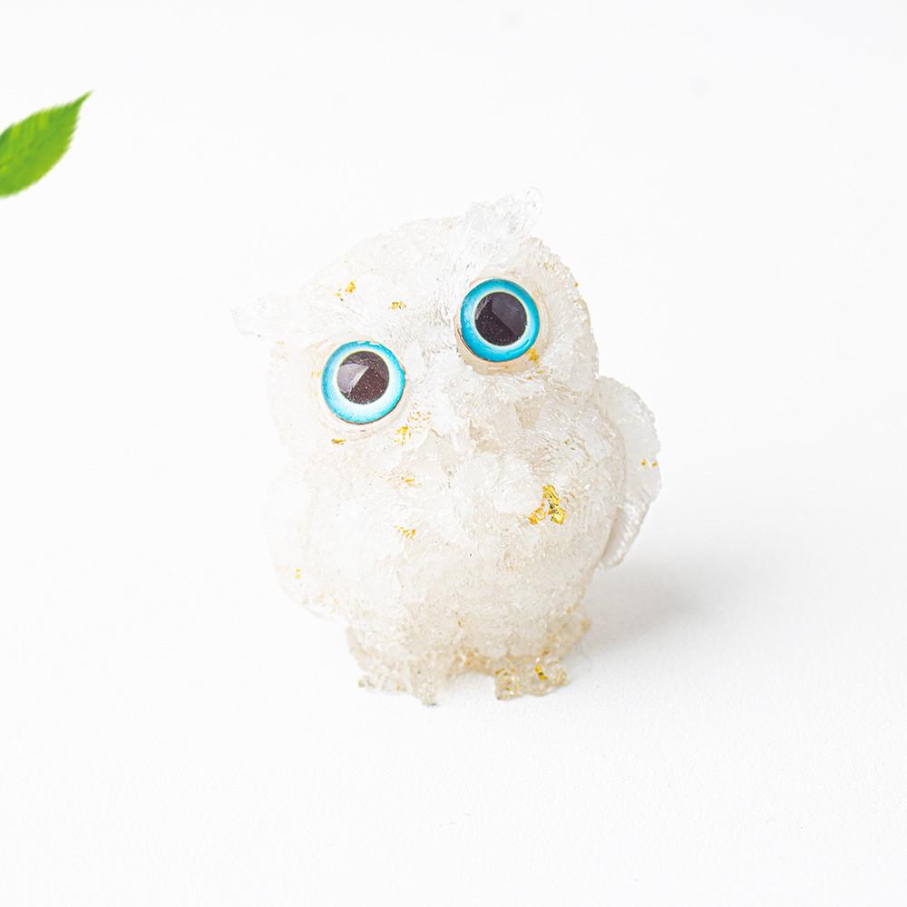 Figurine Hibou en Résine Cristal Pour Décoration Maison Bureau Cadeau Pour Amis Et Famille