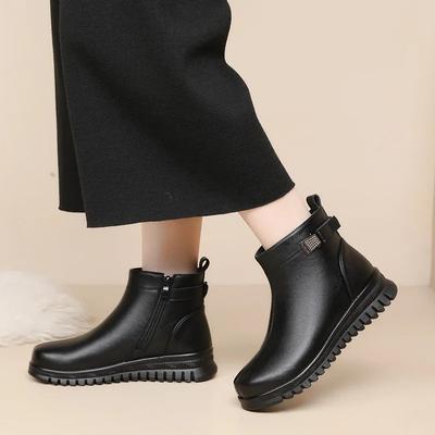 2024 Spring Winter Genuine Leather Ankle Boots Lady Keep Warm Short Boots Mother Waterproof Non-slip Shoes Free Shipping