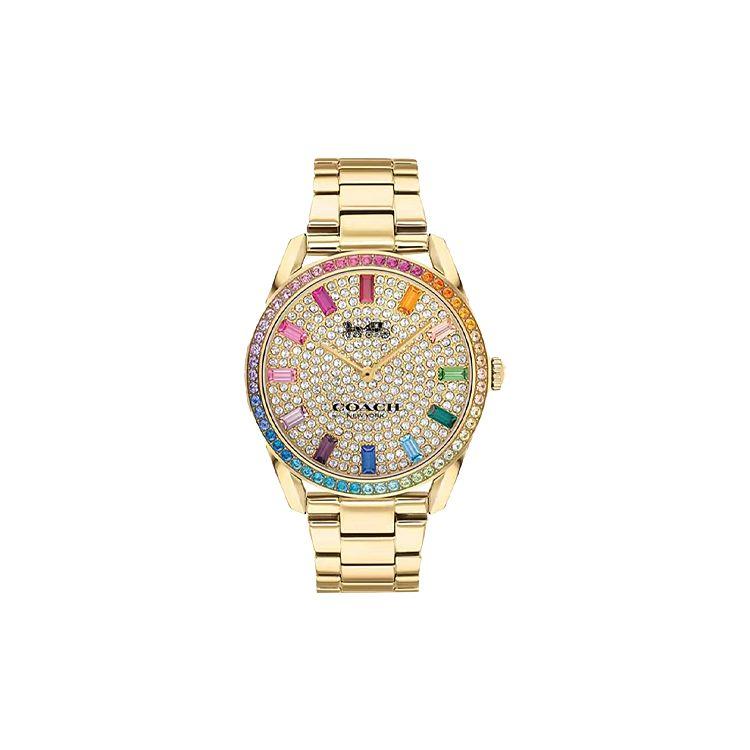 Coach Preston Series Quartz Watch Steel Bracelet 36Mm Gold Dial Women Watches 14503657