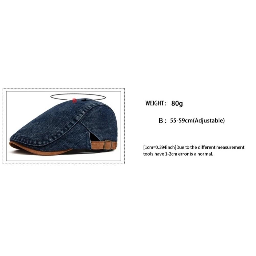 Denim Cotton Beret Hat Soft Material Peaked Cap Adjustable Flat Visor Hat Casual Wear