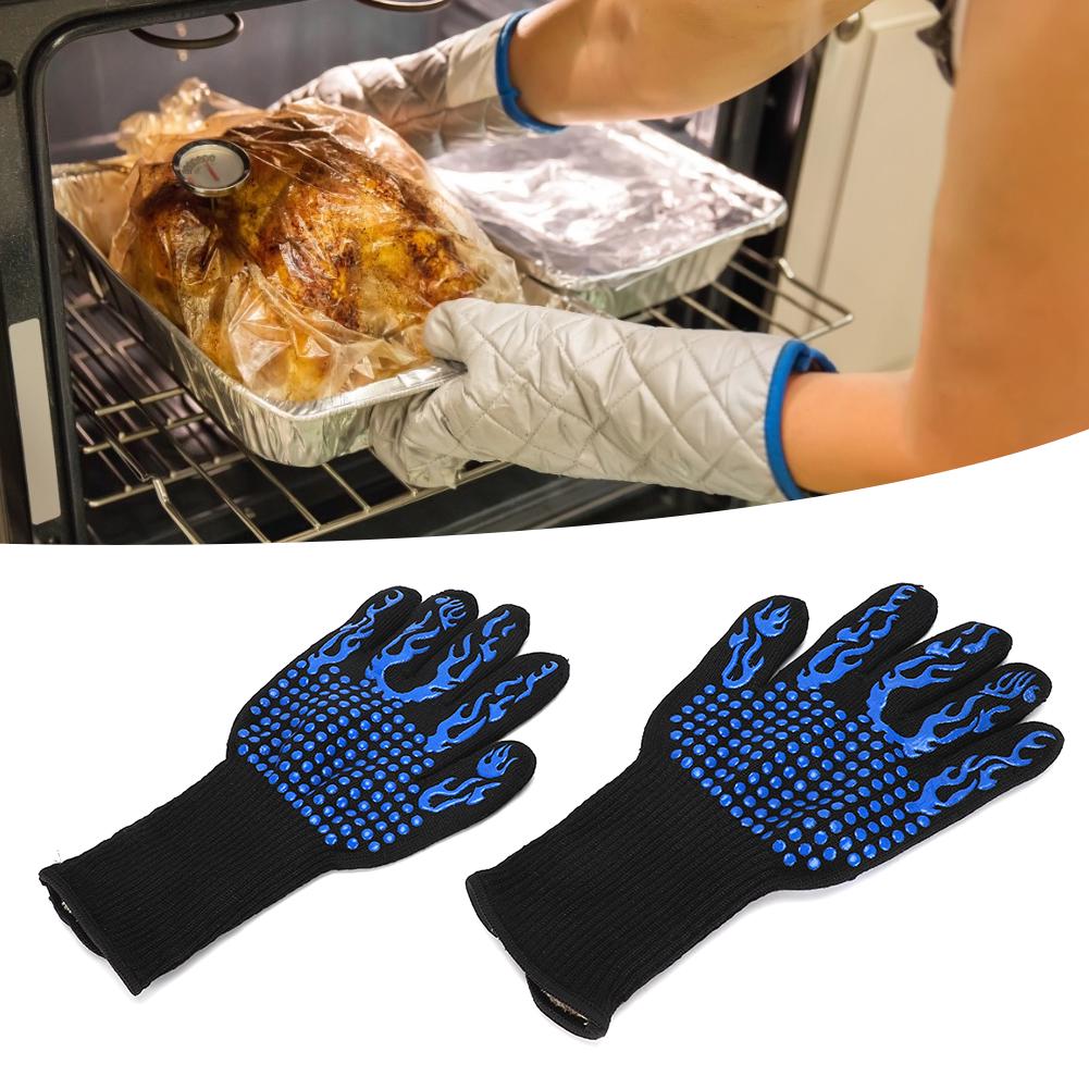 800 Grad Celsius  1482 Grad F Hitzebeständige Brandschutzhandschuhe Flammhemmend Rutschfest für Mikrowellenherd BBQ Backen l