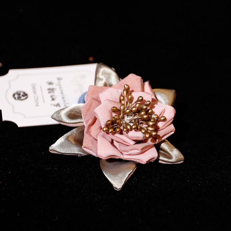 

Vintage Handmade Fabric Camellia Hair Tie - Mori Girl Pastoral Style розовый