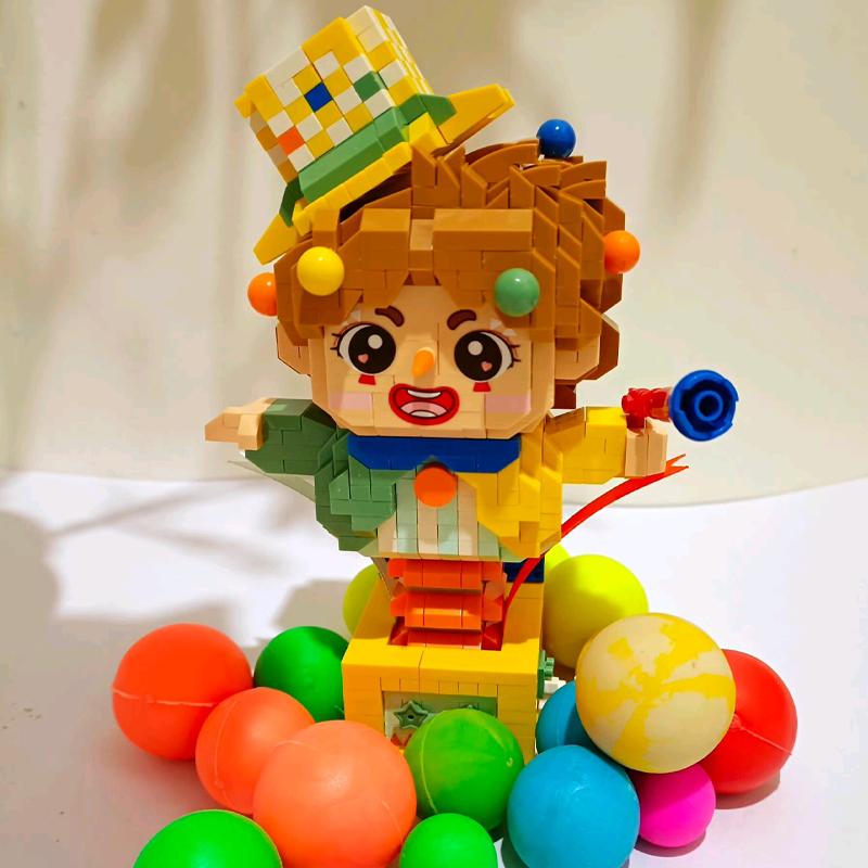 LOZ 8920 Amusement Park Surprise Spring Clown Joker Horn Doll Model Mini Diamond Blocks Bricks Building Toy For Children No Box
