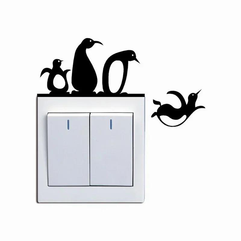 2026 Hot Selling Cute Penguin Switch Sticker Personality Funny Animal Wall Decoration PVC Graffiti Wall Sticker Self-adhesive