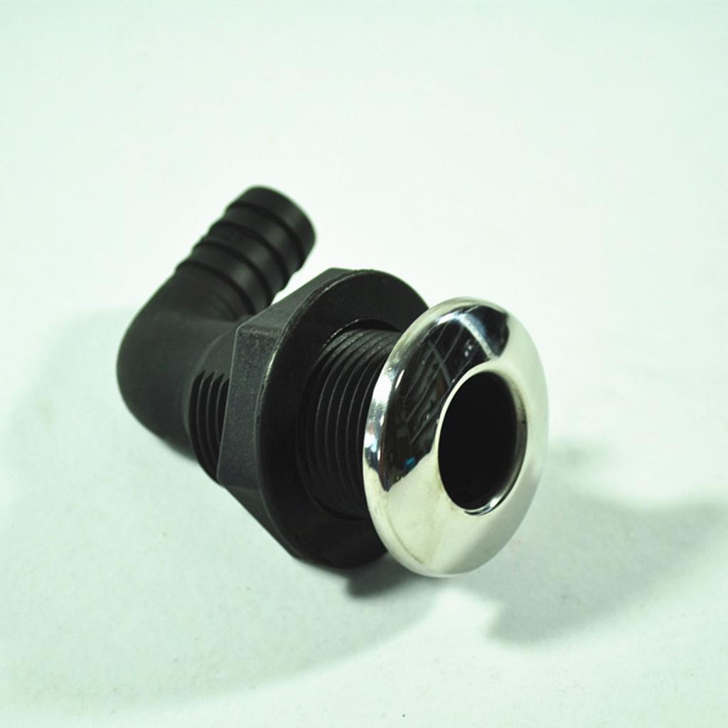 3/4in Marine Elbow Outlet Nylon Hull Hose Connector Marine Hardware Accessories Black
