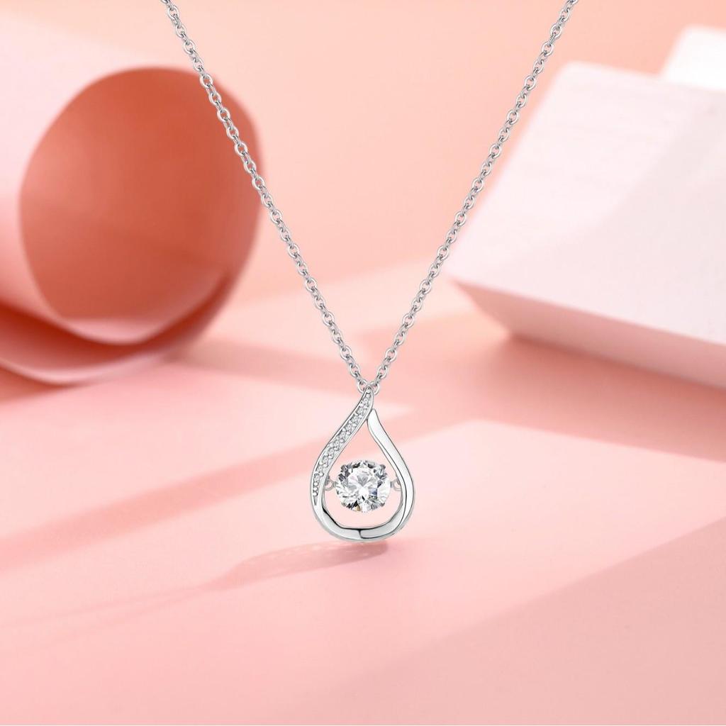 Korean Style Moissanite Water Drop Necklace: 1 Carat S925 Sterling Silver Pendant
