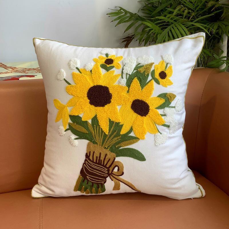 Kissenbezug mit Chenille-Stickerei: Sofa im pastoralen Heimstil, Dekokissen und Lendenstütze