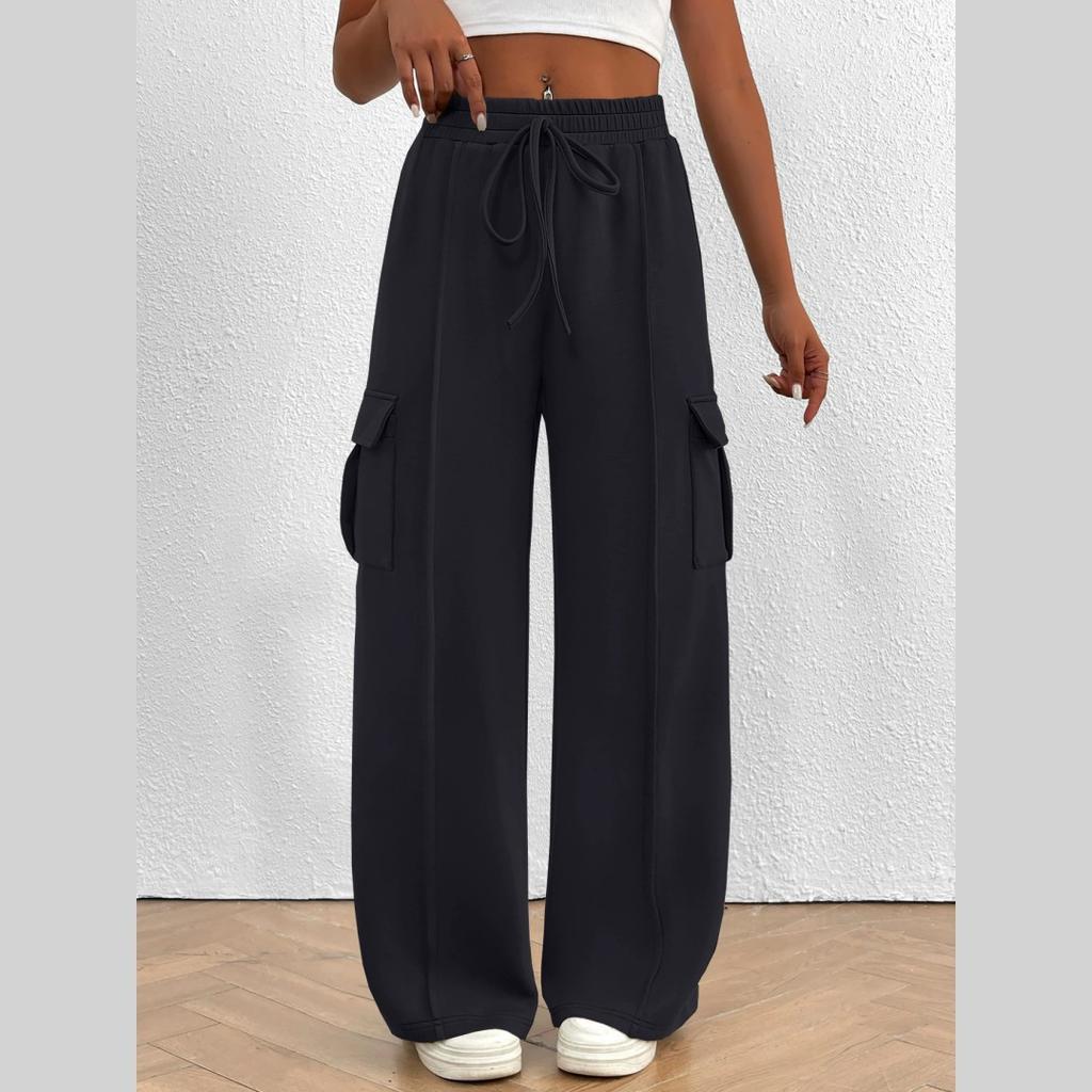 Women's Running Sports Pants Overalls Loose Wide-leg Casual Pants Casual Exercise Jogging Pants with Pockets