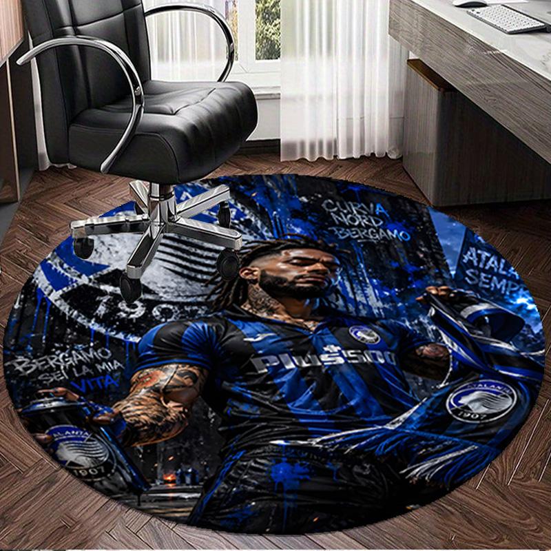 1PC Football Atalanta  Round Rug for Livingroom,Bedroom, Palyroom, Chair Rug, Area rug, Circle Carpet, Large Size Fan Christmas gift