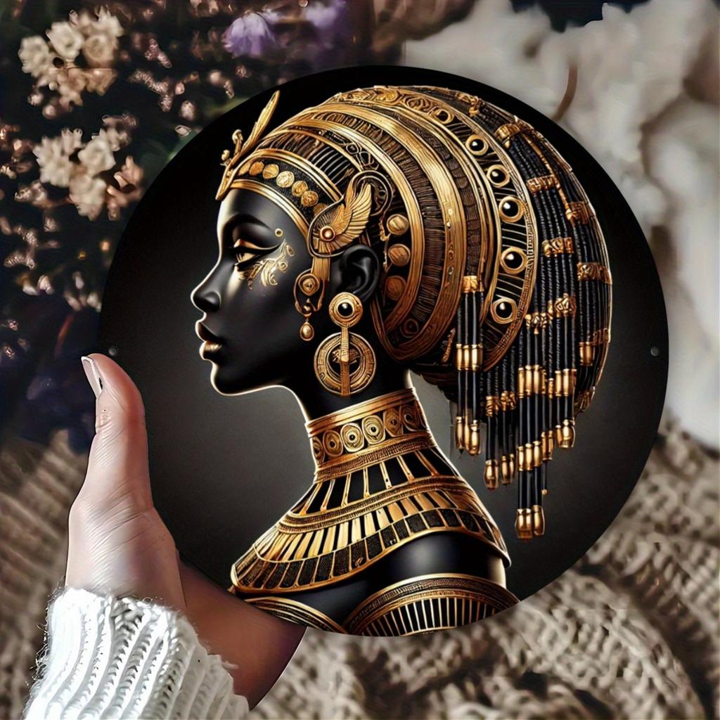 D Flat High Definition Metal Wall Art African Queen Egyptian Cleopatra Profile Golden Anklet Burj Al Arab Black Woman Artwork A