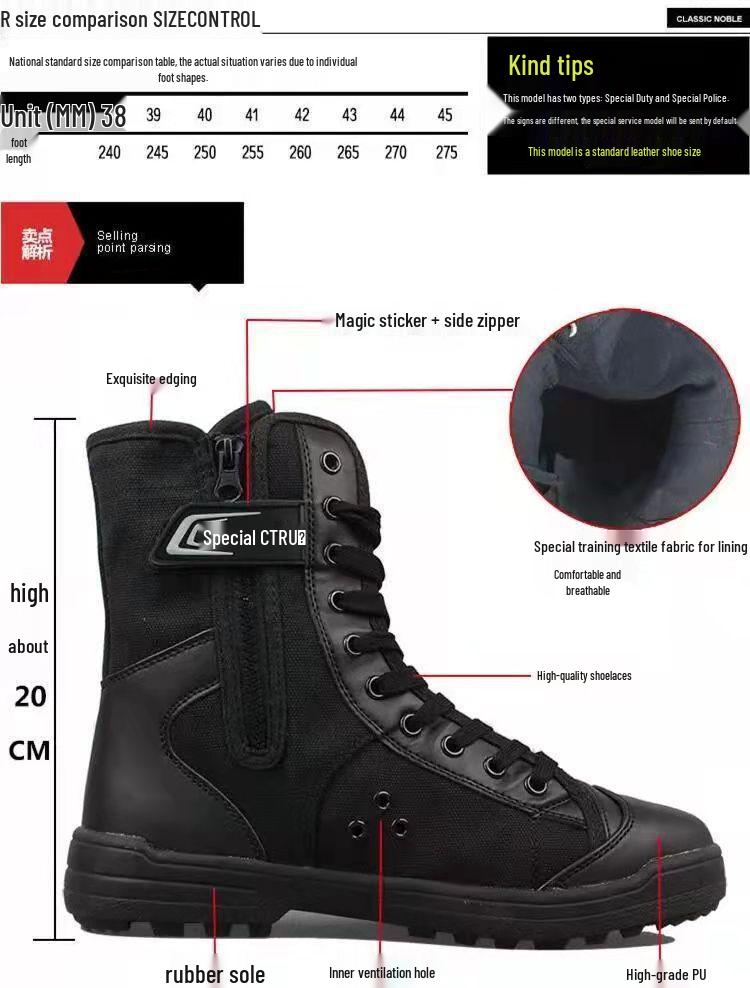 Men's High-Top Black Tactical Safety Boots - Non-Slip, Breathable, Durable for All Seasons Hiking