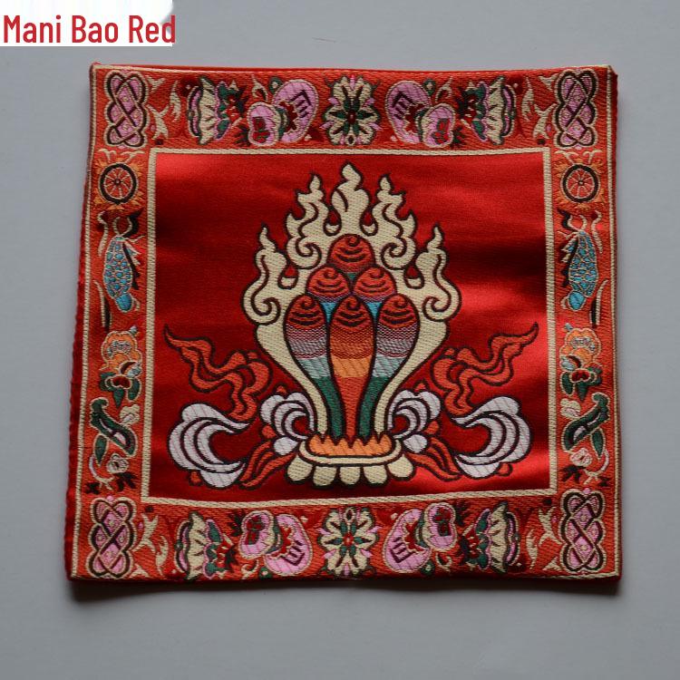 Tibetan Altar Tablecloth: Eight Auspicious Symbols with Vajra & Bell. Default