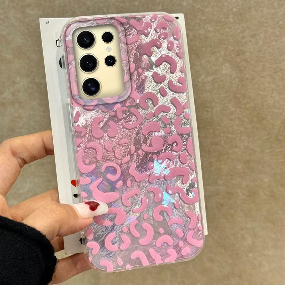 Vintage Pink Leopard Print Girls Women Girls Phone Case for Samsung Galaxy S25 Edge S24 S23 S22 S21 S20 FE Plus Ultra Back Cover