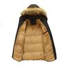 Winter Men's Casual Plus Velvet Thick Warm Hooded Big Fur Collar Mid-Length Cotton Coat
