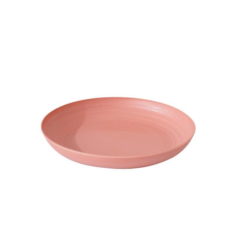 Wheat Straw Round Vegetable Plate Household Large Vegetable Plate Set Drop-Resistant Snack Plastic Plate Fruit Plate Plate