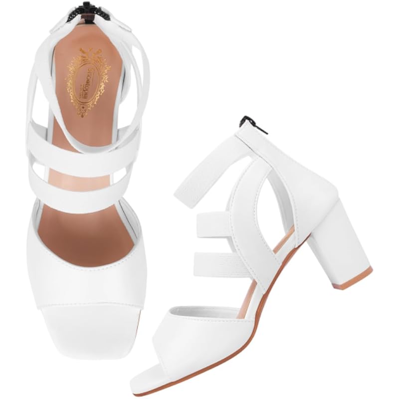Shoetopia Women'S Heeled Sandal-6 Kids Uk (Acp-White)-Eu39