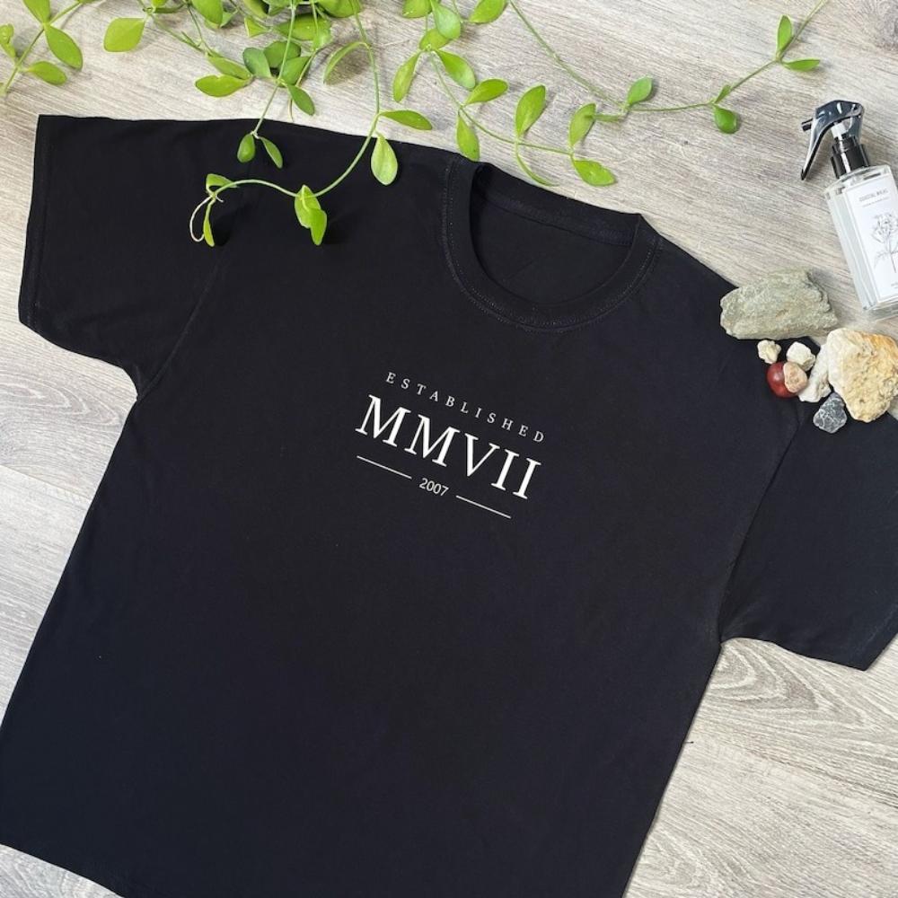 

Established 2007 Cotton Simple Printed T-shirt Tops 18 Birthday Presents Casual Tshirt Woman Man Cotton Crewneck Summer Tops... S разноцветный